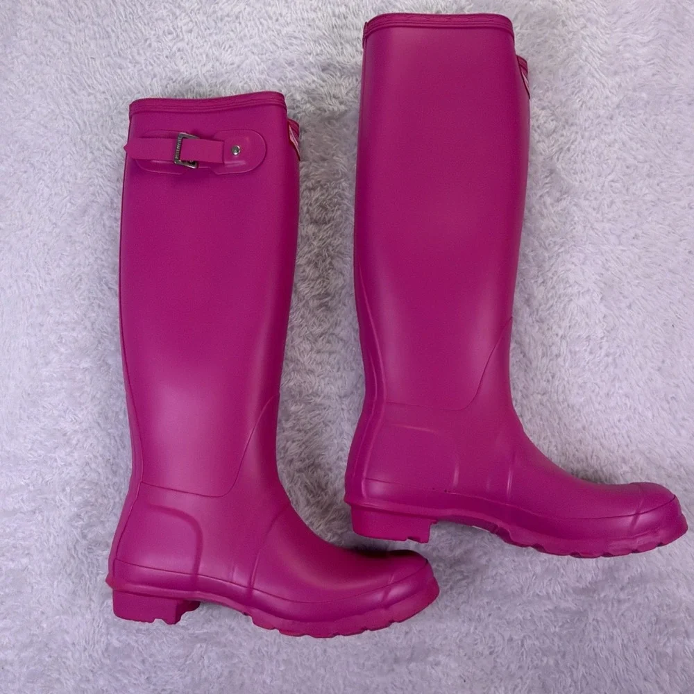 NEW Hunter Original Tall Lipstick Pink Rain Boot - Womens US7M/UK6/EU39 w/Box
